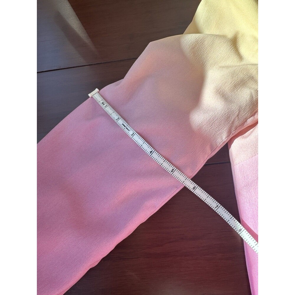 Topshop 2-Piece Ombre Pink/Yellow Chiffon Set Blazer Shorts Button US 2 - Picture 8 of 12